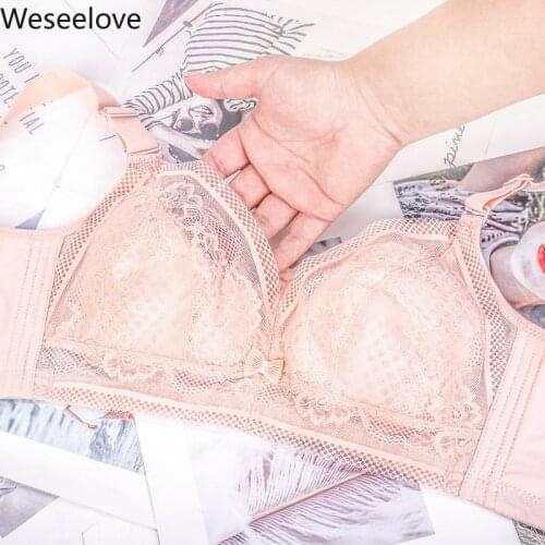 Weseelove Sexy Lingerie Womens Thin Bra Without Steel Ring Full Cover Push Up Bra Large Bra Gathered Comfortable Underwear B15