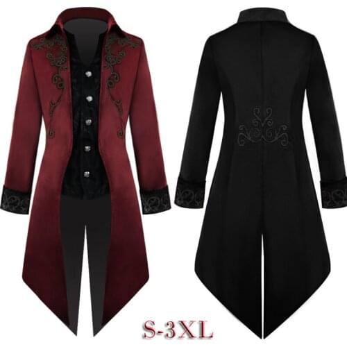 Plus Size Medieval Jaket Vintage Renaissance Coat For Men Steampunk Clothing Gothic Cosplay Costume Tuxedo Carnival Party Gown