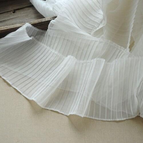 1M Latest Elastic Sewing Accessories Lace Ribbon 12cm White Lace Fabric Chiffon Lace Trims Embroidery Laces Clothes Dress ZA1