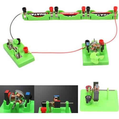 1pc Physics Study Aids Physical Optical Experiment Instrument Dc Motor Model School Circuit Direct-current Motor Model With Fan