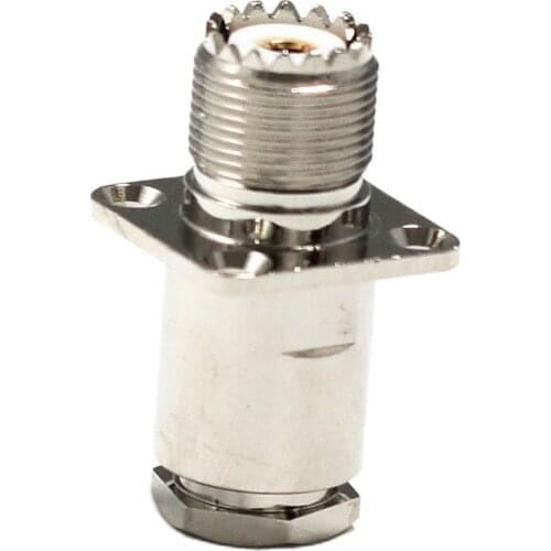 1PC New RF UHF Female Jack Connector clamp For RG8,RG213,LMR400 4-hole panel mount Nickelplated Wholesale