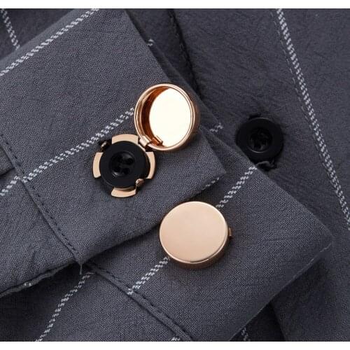 10pairs/lot Bright Plain Shirt Cuff Button Cover Openable Decoration Cufflinks Copper Plating Wholesale