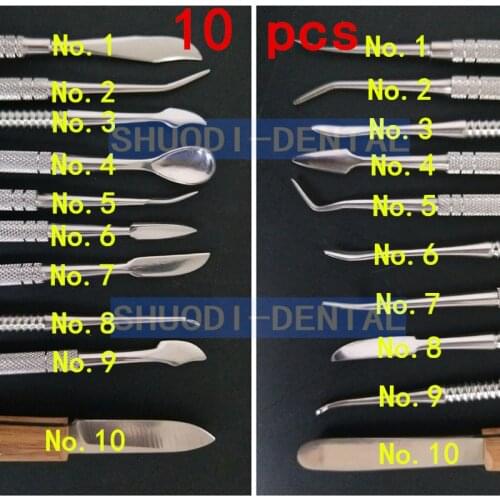 10 Pcs set Dental Wax Carving Tool Set Stainless Steel Versatile Kit Dental Lab Tool