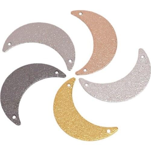 13.5*22.2mm multicolor brass double-hole single-sided frosted moon fashion charm pendants suitable for DIY necklace jewelry
