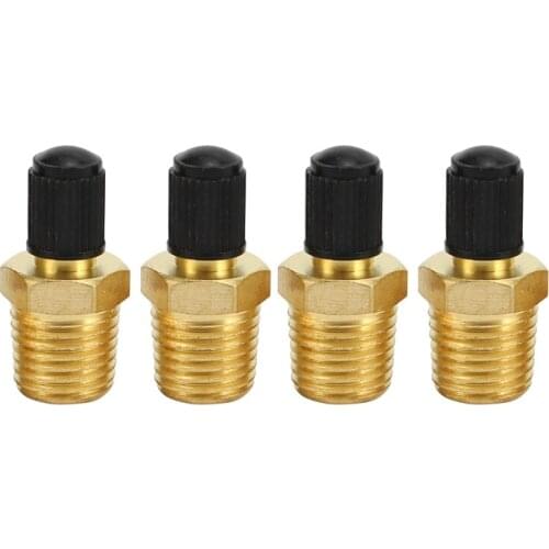 4Pcs 1/4Inch NPT MPT Solid Brass Air Compressor Tank Fill Valve Schrader for Car Repair Accessories
