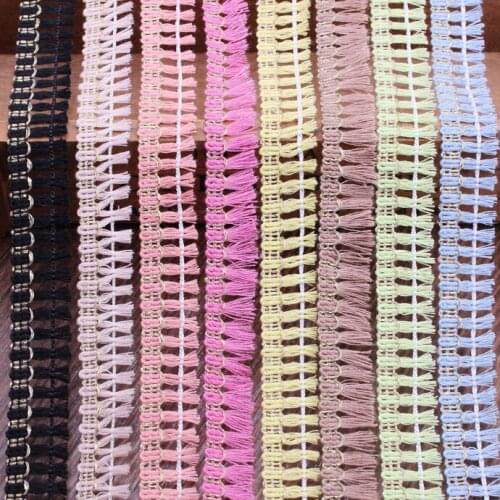 50y Color Fringed Lace Trim Fabric Tassels lace trimmings Ribbon For Clothing Curtains Luggage Decoration DIY Sewing Accessories