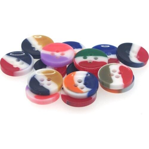 50PCs Resin Sewing Button Scrapbooking Round 3-color stitching 4 Holes Costura Botones bottoni botoes S1044 13mm