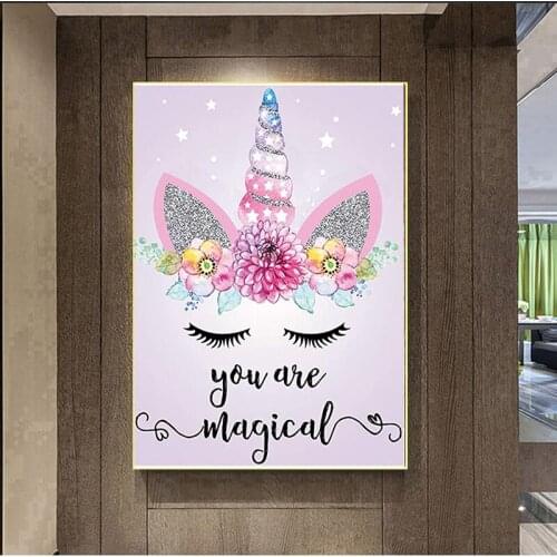 New Full Square / Round Drill 5D DIY Diamond Painting Cartoon Unicorn Diamond Embroidery Cross Stitch Rhinestone Home Decoration