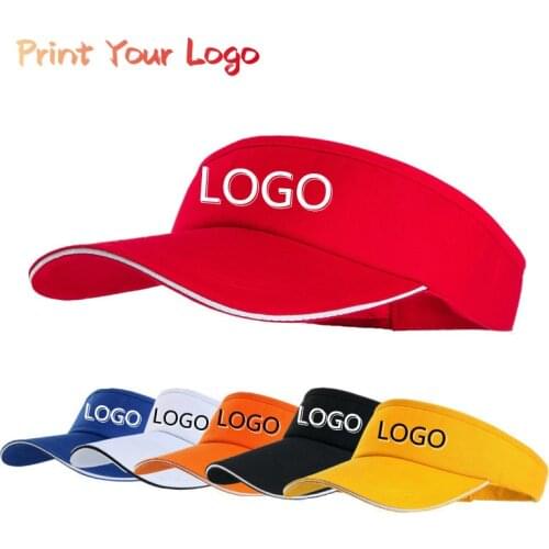 Custom Logo Summer Empty Top Sun Hats For Women Golf Tennis Caps For Men Cotton Adjustable Baseball Cap Unisex Visor Beach Hat
