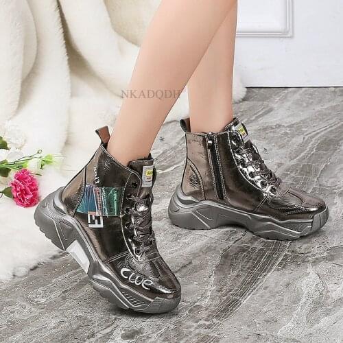 Winter Boots Waterproof Ladies Shoes Platform Lace-Up Zipper Plush Shoe Female Black Chunky Sneakers Warm Women Boots