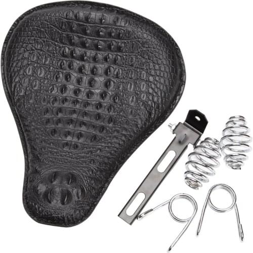 Motorcycle Brown Black Crocodile Mounting Leather Solo Passenger Seat Cover Cowl Pad For harley Sportster Bobber Chopper Custom