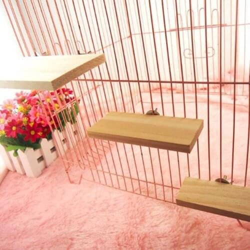 Wooden Stand Platform Pet Toys Parrot Hamster Perches Paw Grinding Gerbils Springboard with Easy Installation Cage Accessories