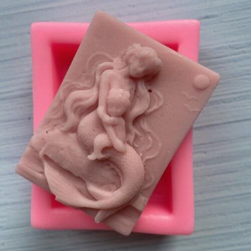 Baby Mermaid Silicone Fondant Resin Aroma Stone Ornaments Soap Mold For Pastry Cup Cake Decorating Kitchen Tool