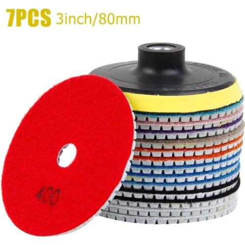7Pcs 80mm Dry Polishing Pad 3 Inch Sharp Type Diamond Polishing Pads For Granite Marble Sanding Disc Stone