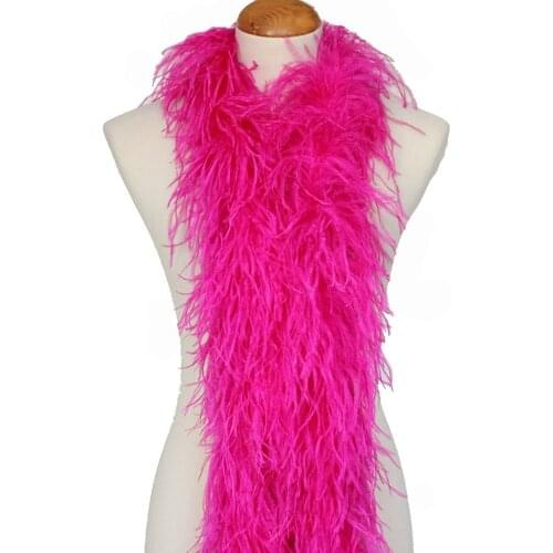 23 colors available 10meters/lot Hot Pink color Dyed Fluffy Ostrich feather boa fringes 5ply thickness