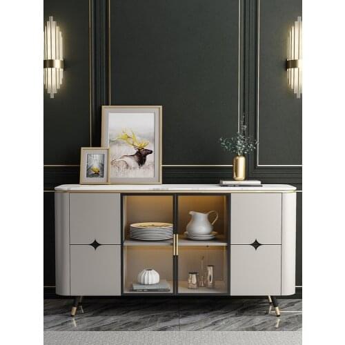 Italian light luxury rock sideboard cabinet Modern porch cabinet Smart living room storage cabinet with lights Wall lockers