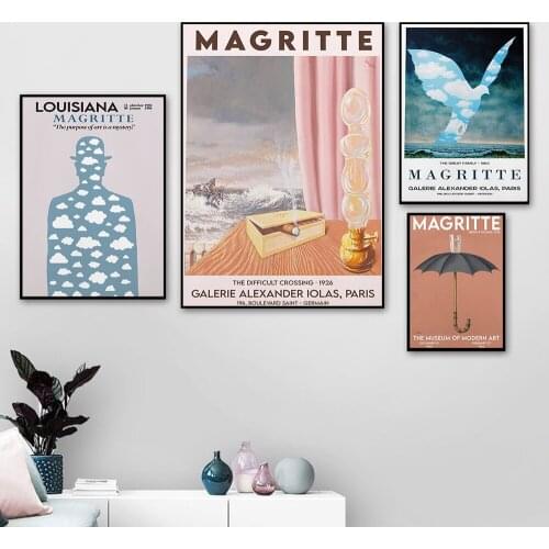 Rene Magritte Artist Surrealist Scandinavian Oil Painting on Canvas Posters and Prints Cuadros Wall Art Pictures For Living Room