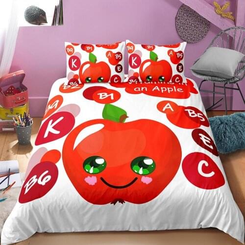 3D Printed Apple Bedding Sets For Adult Kids Bedding Set Bed Linen Cover Duvet Cover Pillowcases Bed Sets Twin Full Bed Linen
