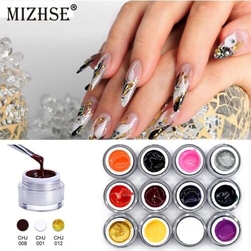 MIZHSE 3D Nail Art Paint Color Gel Draw Painting Acrylic Color UV Gel Tip DIY Nail Art Pick Any 1 Color In 12 Different Colors