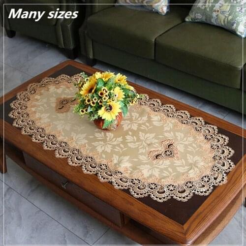 British Fashion Oval Lace Trim Tablecloth Refrigerator TV Wall Cabinet Kitchen Dining Table Insulation Wedding Party Decoration