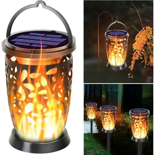 Solar Flame Lamp Cell Powered 96 LED Light Control Induction Outdoor Garden Lawn Lantern Landscape Decoration IP65 Waterproof