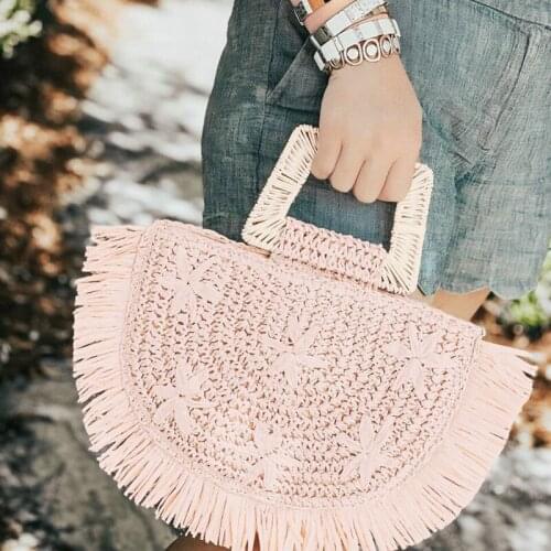 Fashion Tassel Straw Bags For Women Designer Wicker Woven Handbags Rattan Summer Beach Big Purses Large Capacity Tote Big Purse