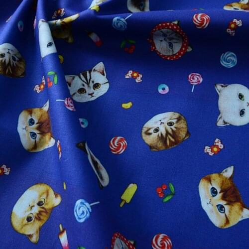 Cartoon Cat Lollipop Popsicle 100% Cotton Fabric for Girl Clothes Hometextile Cushion Cover Backpack Needlework Material DIY