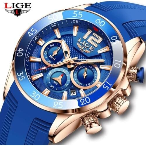 Relogio Masculino 2021 New Sports Mens Watches LIGE Top Brand Luxury Silicone Watch Men Quartz Clock Waterproof Wristwatches+Box