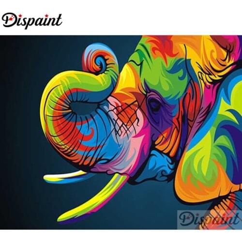 Dispaint Full Square/Round Drill 5D DIY Diamond Painting "Colorful elephant" 3D Embroidery Cross Stitch Home Decor Gift A10578