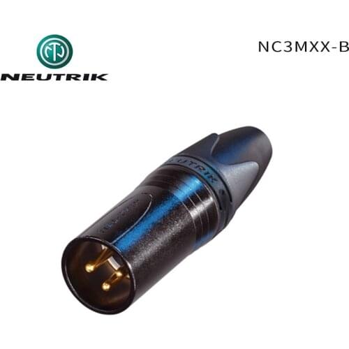 NEUTRIK NC3MXX-B 3 pole male cannon XLR cable connector black metal housing gold contacts Audio Plug