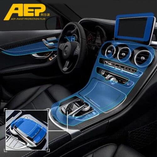 Invisible Center Console Gear Shift Knob Interior Trim TPU Protective Film Sticker for Mercedes Benz C180 GLC260 Car Accessories