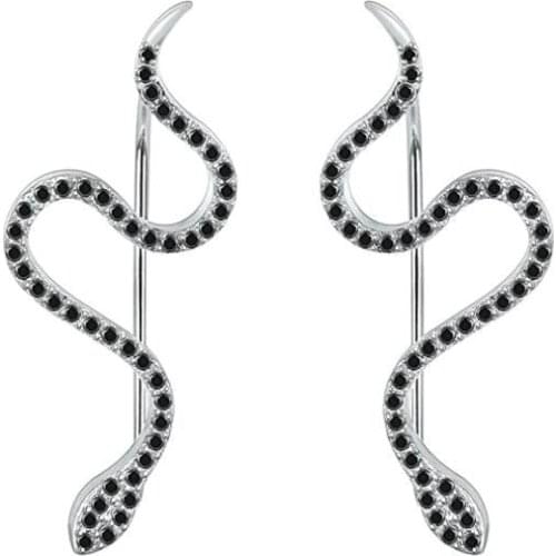 New 925 Sterling Silver Jewelry Engagement Snake Drop Earrings For Women Black Spinel Female Earring Gift I198