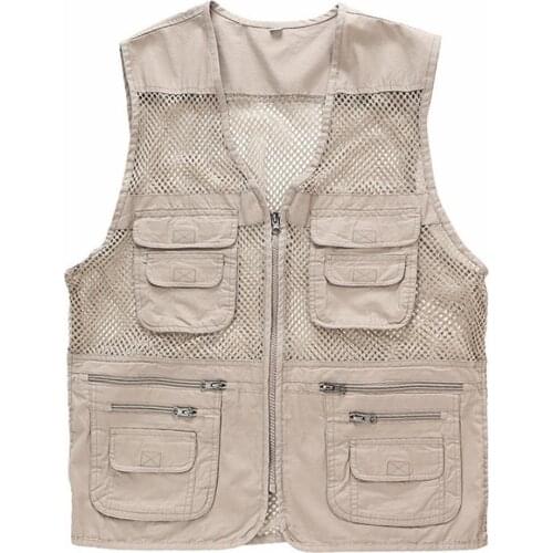 NEW Waterproof Mesh Vest Jacket Multi Pocket Waistcoat for Outdoor Fishing Hiking