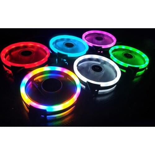 Case Fan Mute Big Air Flow 12cm RGB Lights PC Cooling Fan for Home