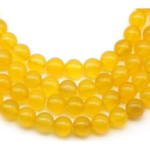 Wholesale Yellow Agates Natural Stone Beads Round Loose Spacer Beads for Jewelry Making 4 6 8 10 12mm DIY Bracelet Necklace 15"