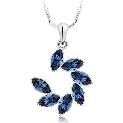 Monemel with Swarovski crystal Navy Blue Necklace (Gold Plated)