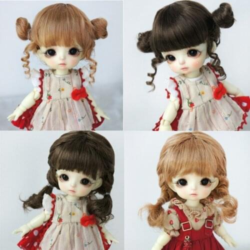Retro braid hair wig for 1/8 BJD ceramic doll wig imitation mohair Ball head Hair Wig for ob11 DIY Doll Accessories