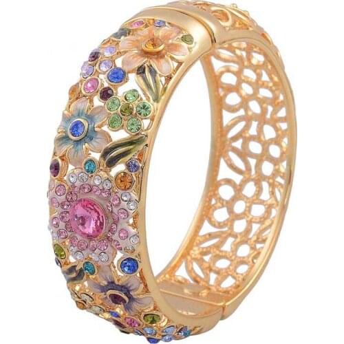 Supply Beijing Cloisonne Bracelet Korean hollow enamel gold-plated jewelry, Korean retro jewelry national style jewelry