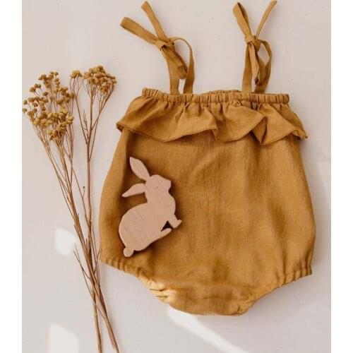Newborn Baby Casual Rompers Ruffles Linen Summer Kids Clothes Strap Jumpsuits Outfits Toddler Girl Boy Cute Clothing Outfits