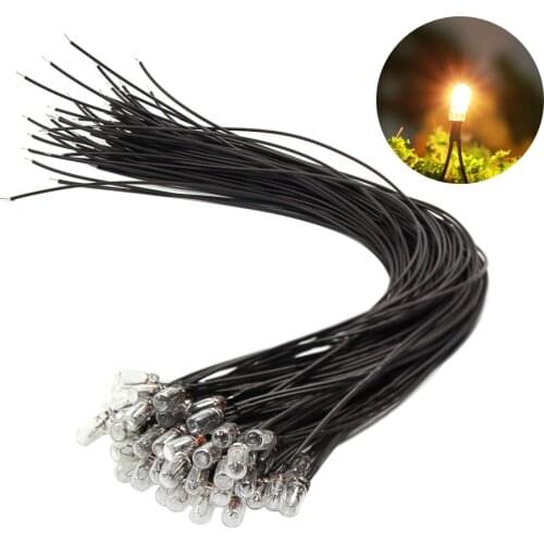 50pcs Clear 4mm Mini Bulbs 12V 70mA Pre-Wired Grain of Wheat Bulbs Warm White GPW05W