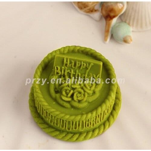 PRZY Silicone Soap Mold Handmade Soap Molds Round Happy Birthday Cake 3D Moulds Silicone Rubber Eco-friendly 001