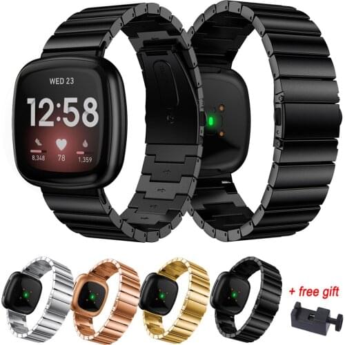 For Fitbit Versa 3 Stainless Steel 23mm Watch Strap band Bracelet Replacement Metal Watchbands With Tool For Fitbit sense Versa3
