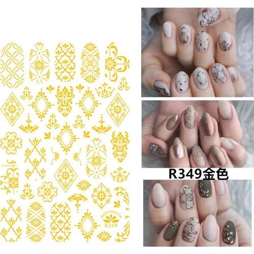 Self-adhesive 3D Stickers for Nails Moroccan Flowers Nail Art Decorations Small Size Fashion Stickers Women Girl Nail Foil