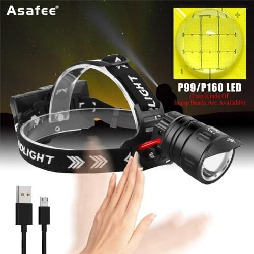 Most Powerful XHP99/XHP160 LED Headlamp Zoom 2500LM Headlight IPX4 Waterproof USB Rechargeable Camping Headlight
