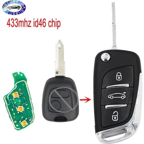 3 Buttons DS Style Keyless Entry Remote Car Key Fob 434MHz ID46 for Citroen C2