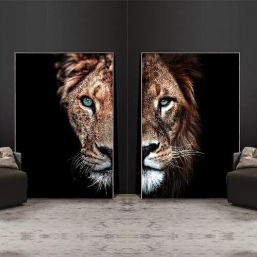 Modern Art Lion Painting Poster Print HD Pictures Printed on Canvas Used for Room Home Aesthetics Decor Wall Art