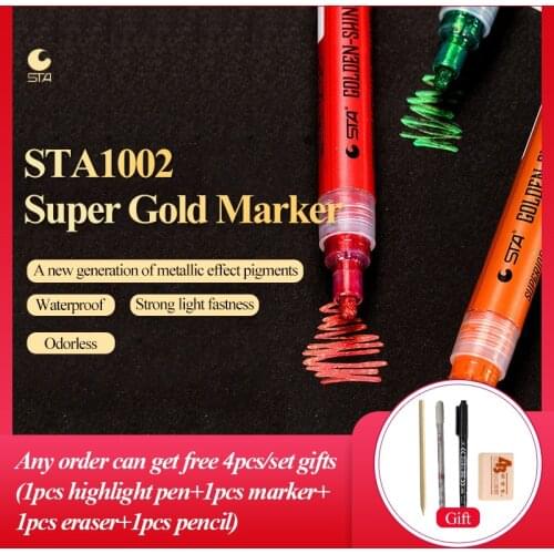 STA Super Gold Marker 6 colors Waterproof Car Tyre Tire Tread Metal Permanent Diy Scrapbooking Marker Pen School Stationery