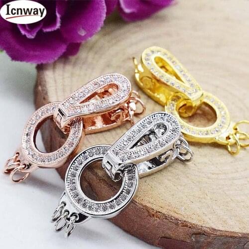 Rhinestone inlay Gold&silver Plated clasp 1*2.5cm For DIY bracelet necklace Free shipping wholesale