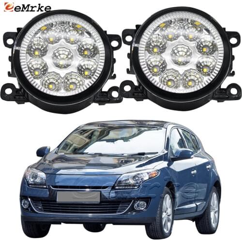 2PCS Car Styling 9-Pieces LED Fog Light Lamp for Renault Scenic 3 JZ 2010 2011 2012 2013 2014 2015 Fog Lights 12V Halogen DRL