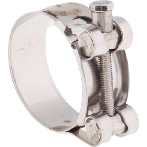 Universal Motorcycle 48-51mm/52-55mm Exhaust Pipe Clamp Calipers Stainless Steel T-Bolt Clamp (Stainless Steel)